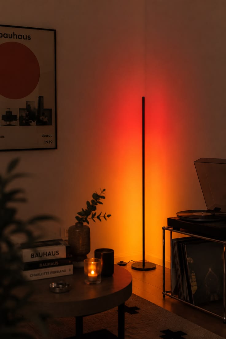 Lumina Aura Smart RGB LED Floor Lamp: Minimalist Corner Ambient Lighting with 16 Million DIY Mood Colours & Dynamic Sync