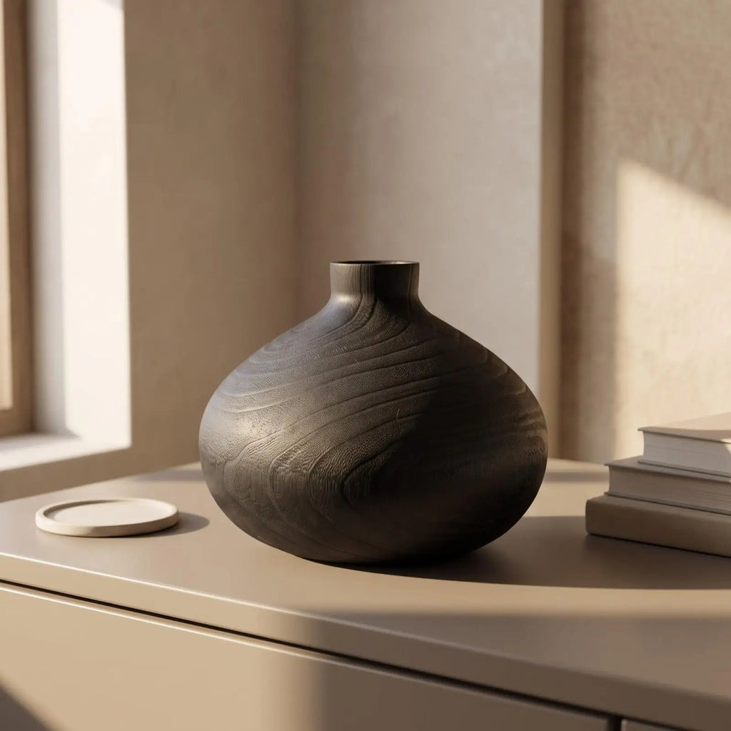 Valmere wooden vase finish detail
