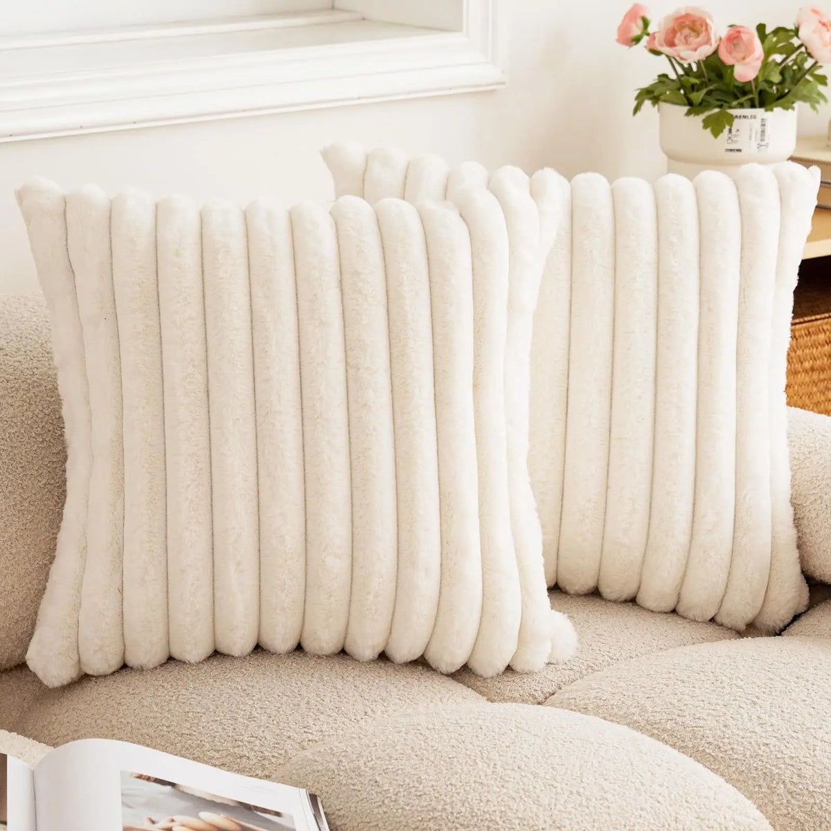 Valmere Faux Rabbit Fur Cushion Cover – Super Soft Textured Pillowcase for Sofa & Bedroom (Copy)