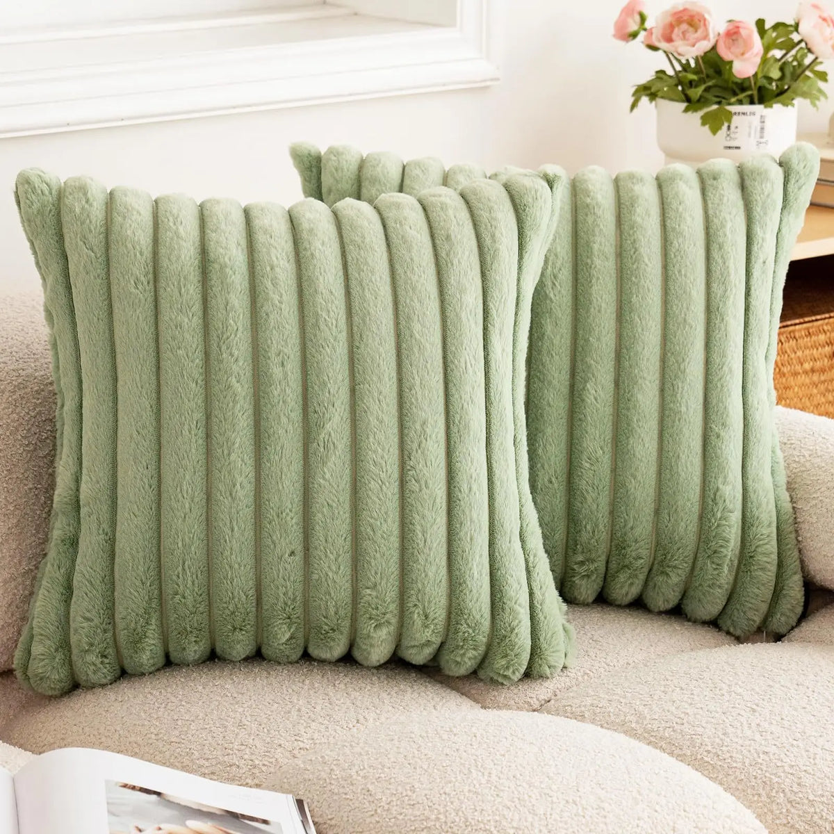 Valmere Faux Rabbit Fur Cushion Cover – Super Soft Textured Pillowcase for Sofa & Bedroom (Copy)