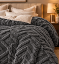 Valmere 300 GSM fleece throw blanket in Dark Grey