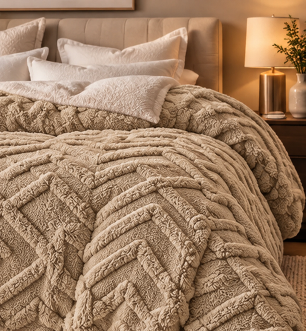 Valmere 300 GSM fleece throw blanket in Khaki