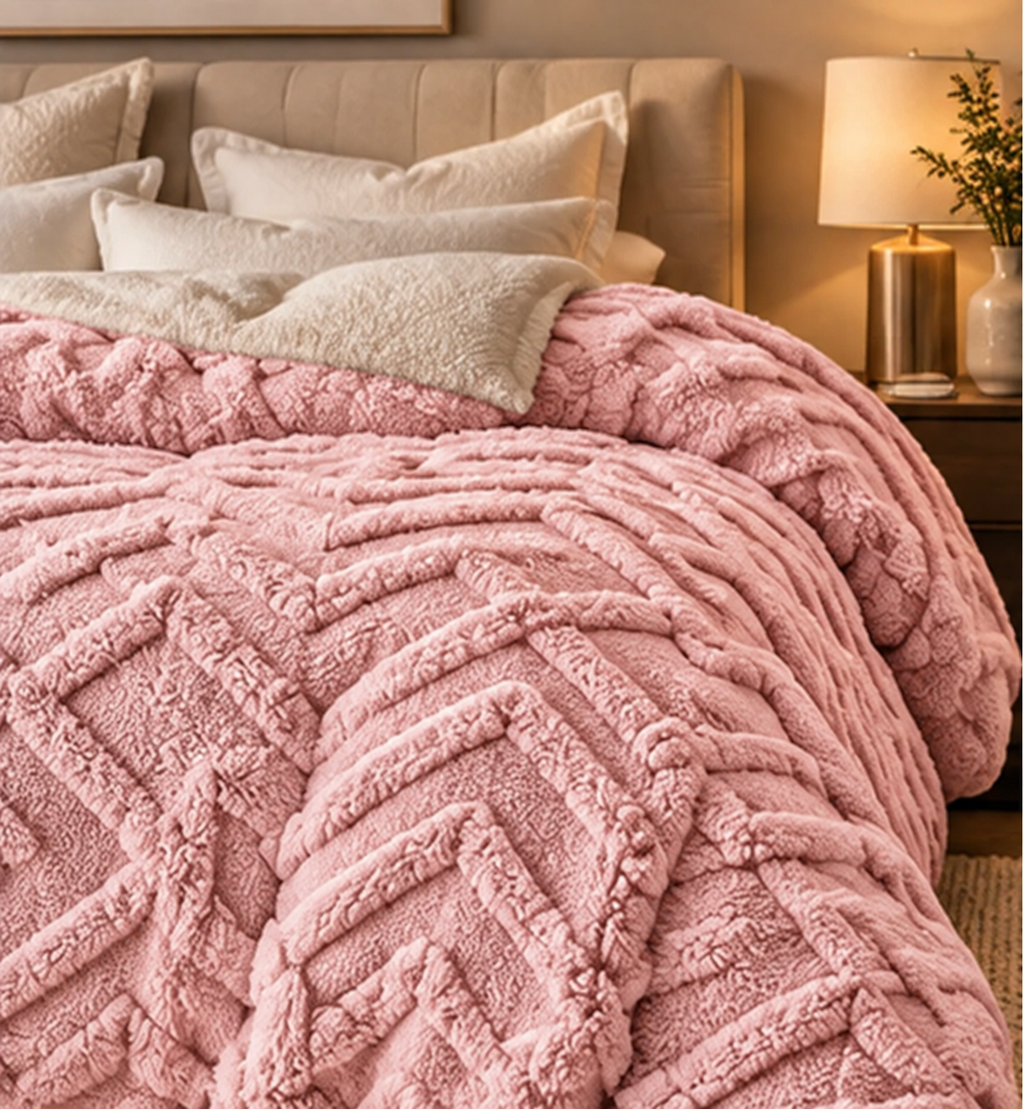 Valmere 300 GSM fleece throw blanket in Pink