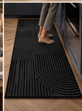 Valmere diatomite runner mat styled in a modern dark kitchen